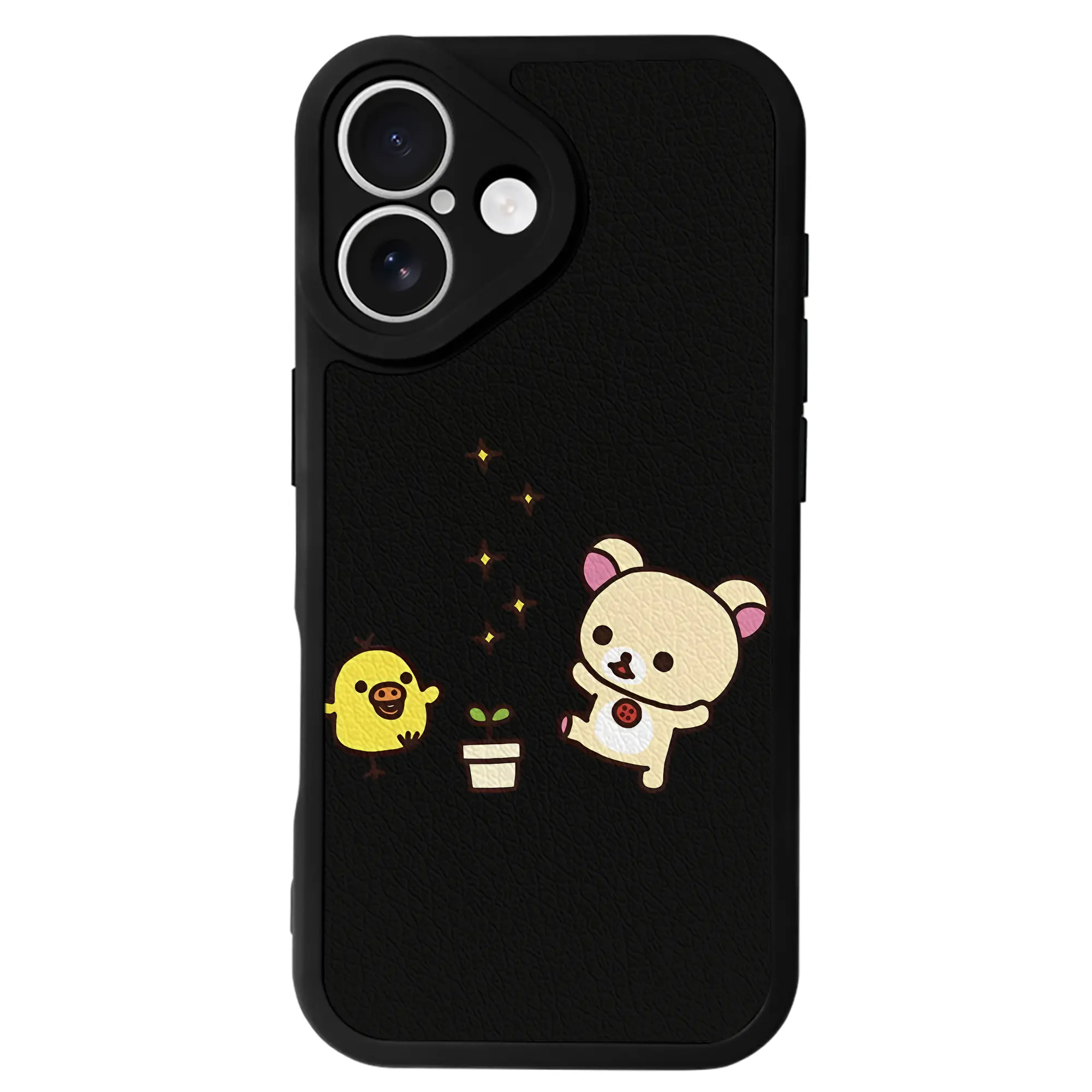 リラックマ (Rilakkuma) グッズ キイロイトリ (Kiiroitori) - IPhone 16シリーズ対応 ・ シリコンスマホケース ・ レザー調 ・ 高精度フィット ・ 耐衝撃 ・ ワイヤレス充電対応 ・ 精密カット